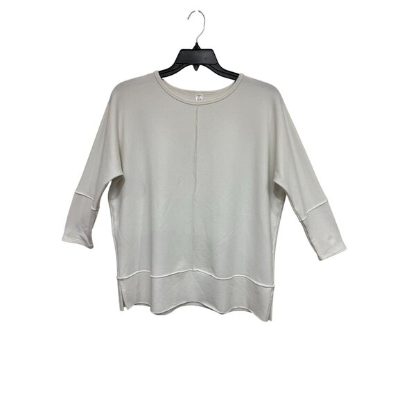 Spanx Perfect Length Dolman 3/4 slv Oversized Off-White Top Sweatshirt Sz Small - Picture 1 of 7